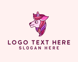 Pony - Cute Pink Unicorn logo design
