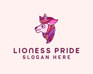 Cute Pink Unicorn logo design