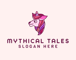 Cute Pink Unicorn logo design