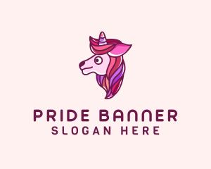 Cute Pink Unicorn logo design