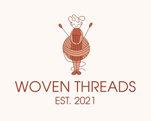 Yarn Knitting Woman logo design