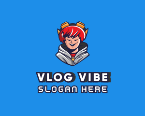 Vlogging - Teen Hoodie Gamer logo design