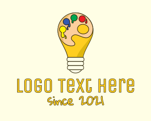 Painting Shop - Bulb Paint Palette logo design