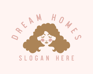 Woman - Curly Hair Hairdresser logo design