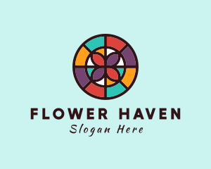 Flower Mosaic Badge logo design