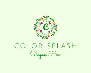 Floral Ornament Wreath  logo design