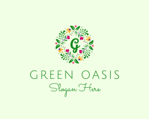 Floral Ornament Wreath  logo design