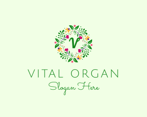 Floral Ornament Wreath  logo design