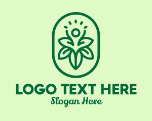 Wellness Center - Green Floral Human Emblem logo design