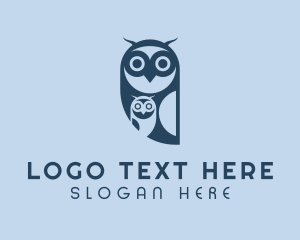 Birdwatcher - Blue Owl & Owlet logo design