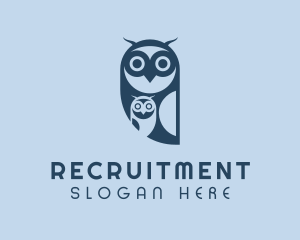 Cute - Blue Owl & Owlet logo design