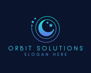 Moon Star Galaxy Orbit logo design