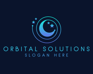 Moon Star Galaxy Orbit logo design