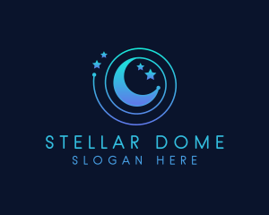 Planetarium - Moon Star Galaxy Orbit logo design