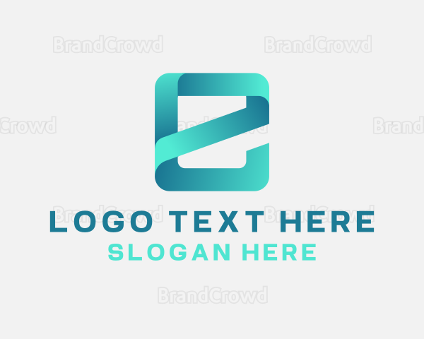 Geometric Ribbon Gradient Letter E Logo