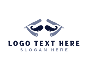 Grooming - Barbershop Razor Mustache logo design