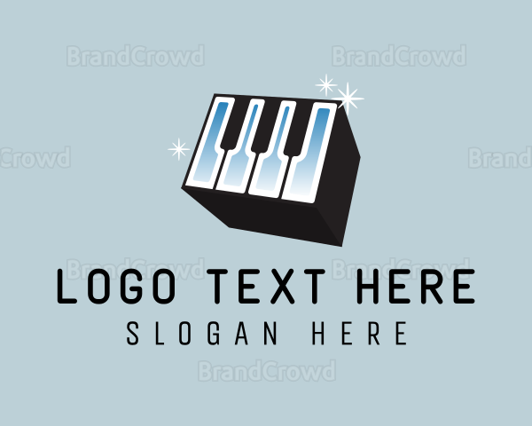 3D Piano Cube Music Logo