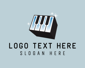 Music Label - 3D Piano Cube Music logo design