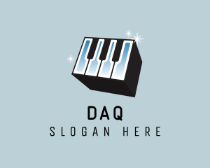 Music School - 3D Piano Cube Music logo design