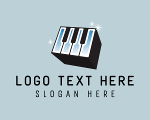 3D Piano Cube Music Logo