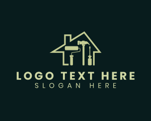 Paint Roller - House Builder Handyman logo design