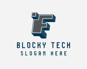 Blocky - 3D Graffiti Letter F logo design