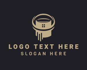 House - House Paint Bucket logo design