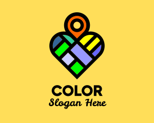 Colorful Heart Location Pin Logo