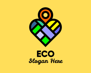 Colorful Heart Location Pin Logo