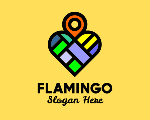 Colorful Heart Location Pin Logo