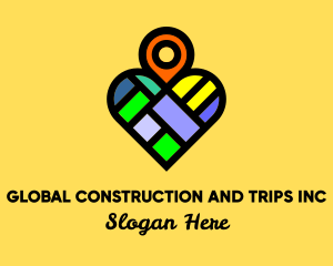 Colorful Heart Location Pin Logo