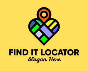 Colorful Heart Location Pin logo design