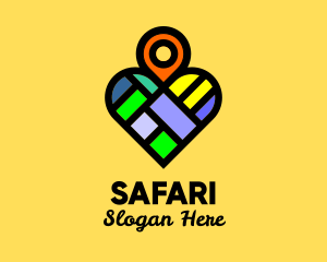 Map - Colorful Heart Location Pin logo design