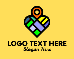 Lovely - Colorful Heart Location Pin logo design