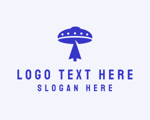 Space Vehicle - Blue Arrow Spaceship logo design