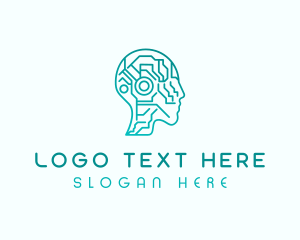 Brain - AI Tech Humanoid Machine logo design