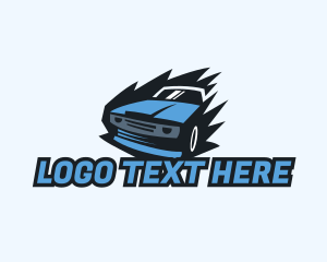 Car - Blue Race Car logo design