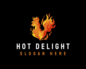 Grill Chicken Flame logo design