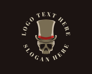 Top Hat - Gothic Hat Skull logo design