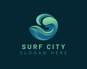 Ocean Waves Surfer logo design