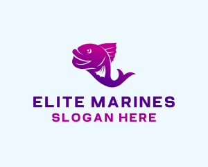 Marine Fish Swimming logo design