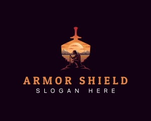 Sword Shield Warrior logo design