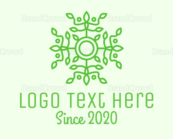 Ornamental Green Vine Wreath Logo