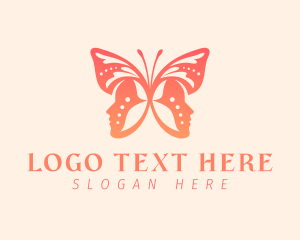 Lady - Human Face Butterfly logo design