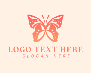 Lady - Human Face Butterfly logo design