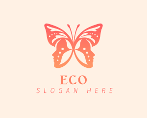 Lady - Human Face Butterfly logo design