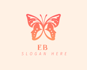 Girl - Human Face Butterfly logo design