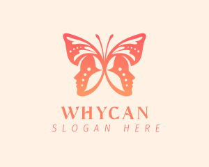 Woman - Human Face Butterfly logo design