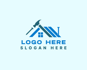 Repair - Roof Remodel Hammer logo design