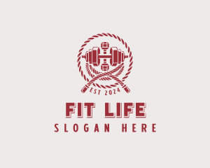 Dumbbell Rope Fitness logo design